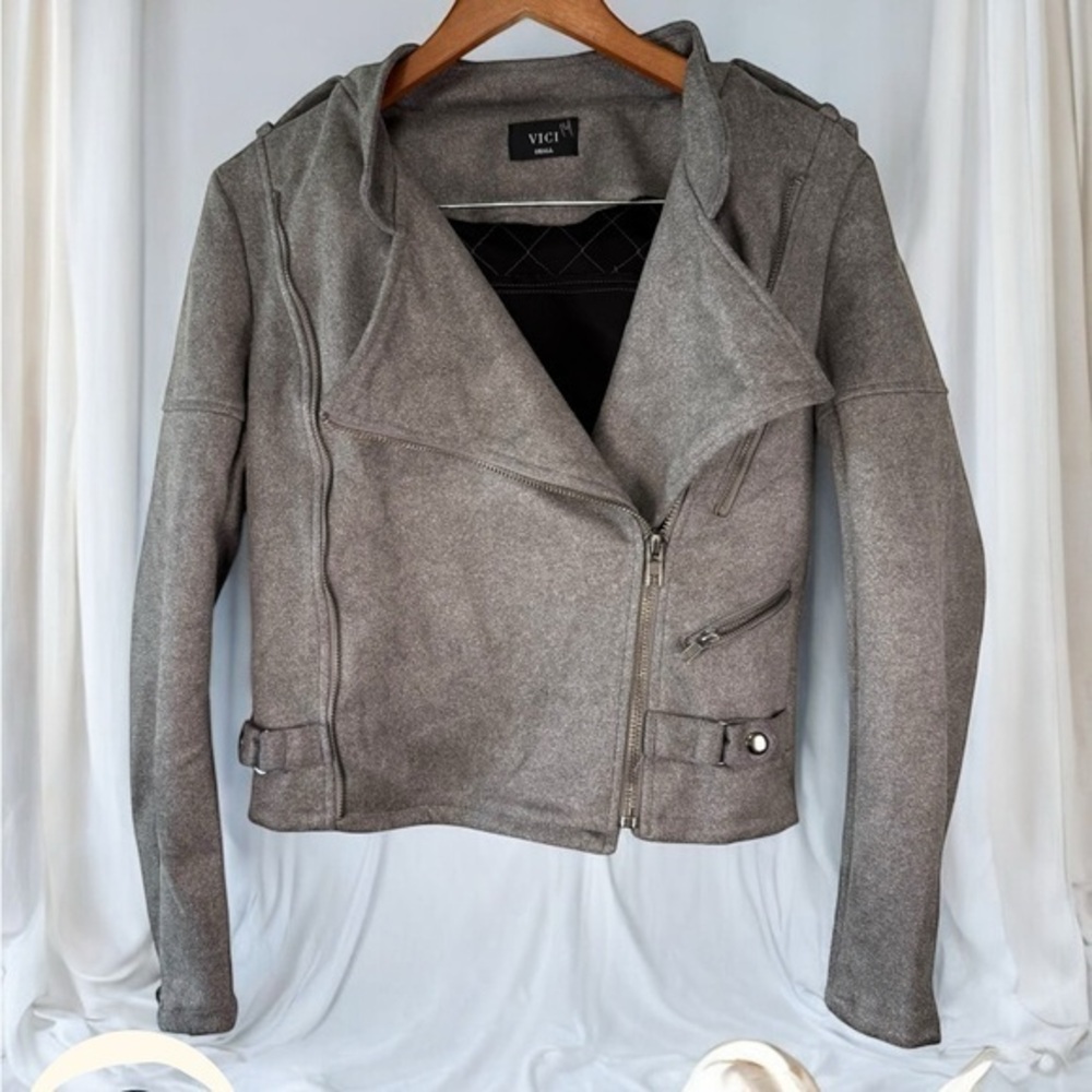 Grey Moto Jacket Size Small VICI 100% cotton